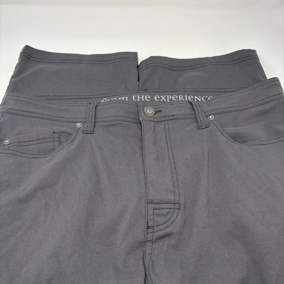 Prana Mens 36x30 Dark Gray Slim Fit 5 Pocket Design Nylon Blend Pants - Picture 2 of 6